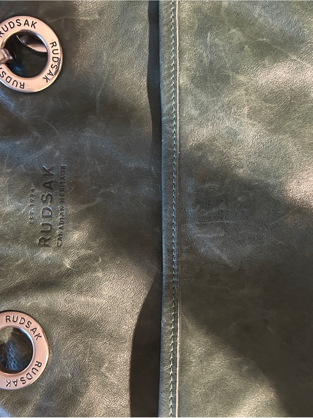 RUDSAK Forest Green Leather Shoulder Bag with Silver Hardware